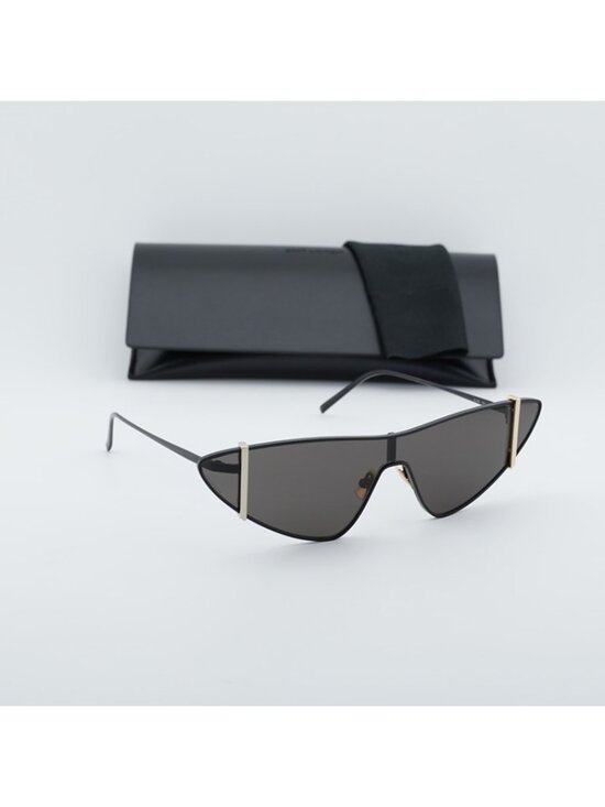 Saint Laurent SL536 001 Sunglasses Black Rimless Shield Frame, Black Lenses